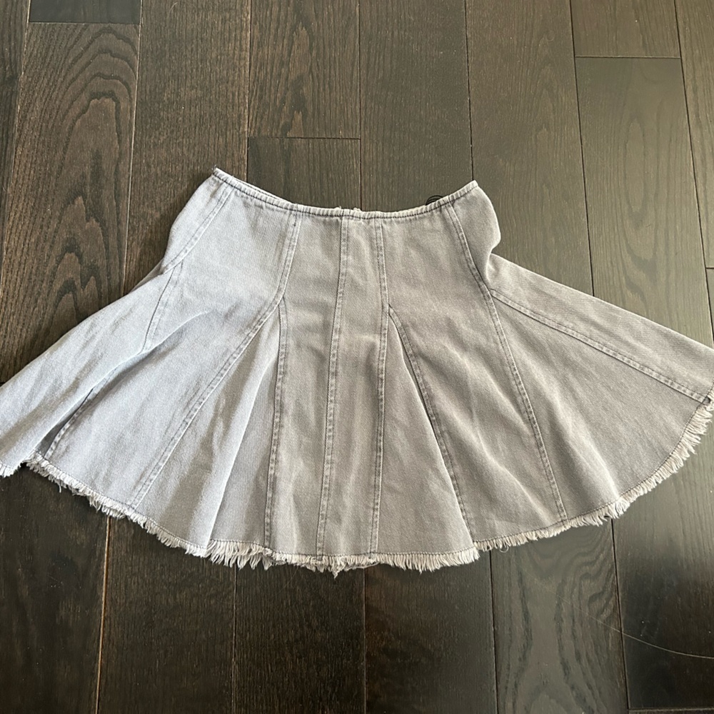 Denim fit and flare mini skirt